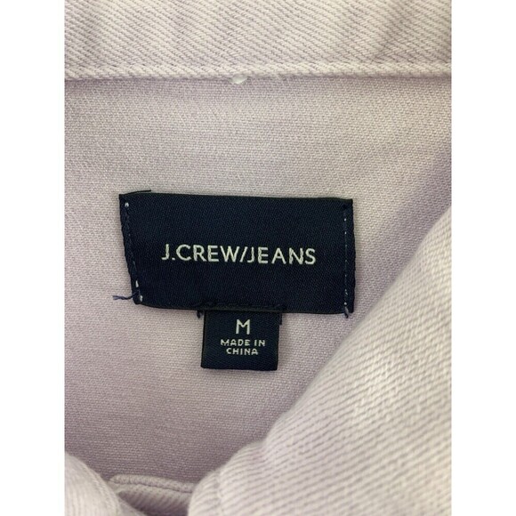 J Crew Garment Dyed Denim Jacket Pink Cropped L7219 Button Collared Women Medium - Picture 6 of 12